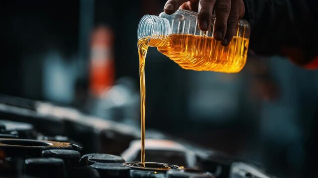 Mechanic performing transmission flush on automatic vehicle carefully draining old fluid and preparing to refill with new liquid in a clean service bay environment.