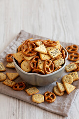 Crunchy Cracker Snack Mix, side view.
