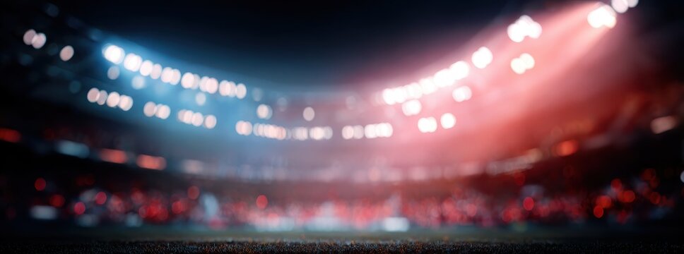 blurred soccer stadium with lights and a bokeh background