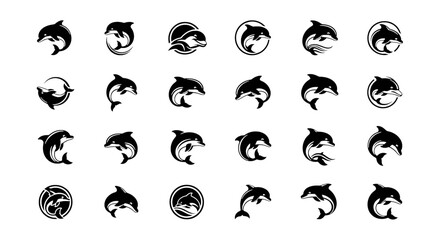 Set of Dolphin Vector Illustration © Pixern