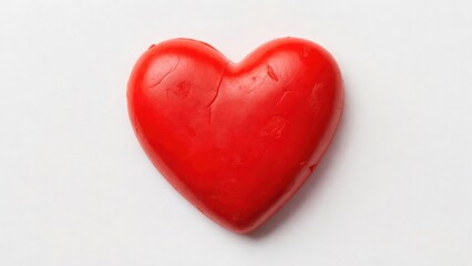 Obraz premium Red heart-shaped wax seal on white background symbolizing love and affection.