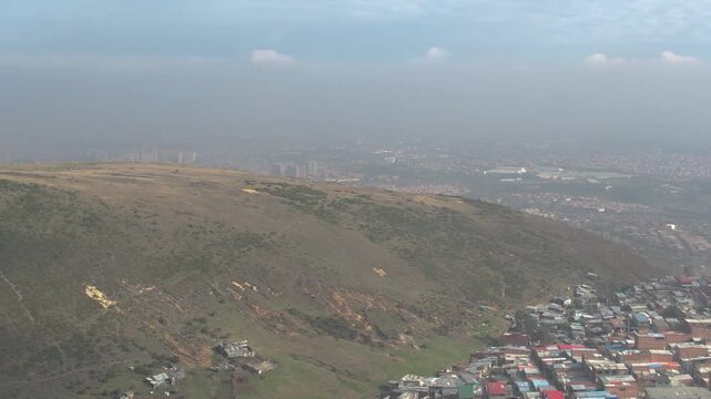 Drone view of Latin American city skyline in Bogota