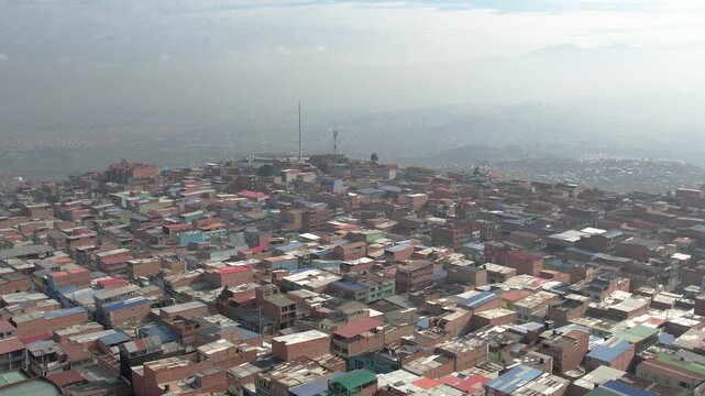 Aerial view of Bogota city skyline with clouds