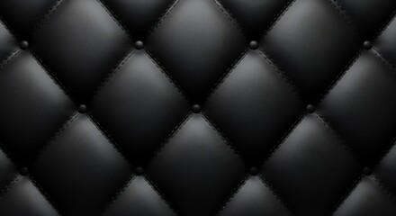 Elegant Black Leather Upholstery Diamond Patterned Texture for Luxurious Design.