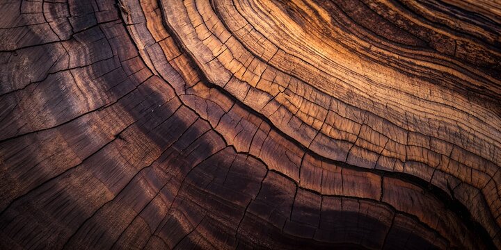 Dark Rich Brown Burnt Charred Oak Tree Stump Cross Section Annual Rings Texture Seamless Background