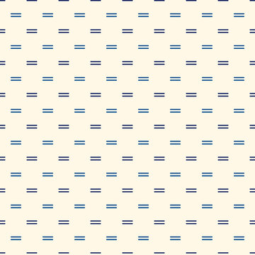 Seamless surface pattern with strokes. Repeated broken horizontal lines. Dashes motif. Simple geometric ornament. Hatched minimalist wallpaper. Modern abstract background with stitches. Vector