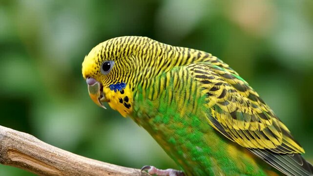 Parrot tilting its head. A close-up of a parrot gently tilting its head, revealing curious expression and vibrant feather detail.