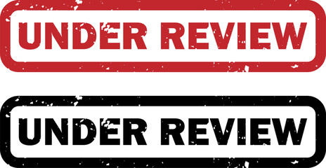 Fototapeta premium Under Review. Censorship, Media Vector Stamps Bundle. Classified Minimalistic Badges, Censored Labels, Transparent Grunge Effects. Classified Document Design. Vintage Security Seal.