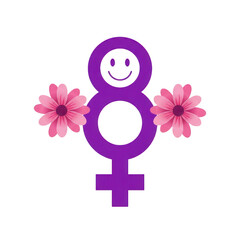Feminine symbol with flowers isolated on transparent background
