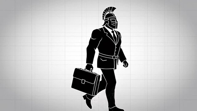 Businessman silhouette success briefcase minimalist vector white background professional leadership