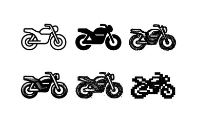 Obraz premium Collection of six motorcycle icons in various styles and textures on a white background
