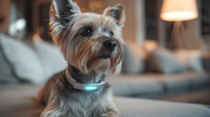 Fototapeta na wymiar modern living room pet with health tracker collar