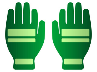 冬の季節に手を寒さから守る為に付ける角の丸い長方形の模様の柄がある手袋を緑の色でグラデーションを付けてペイント、デザインしたイラストのグラフィック素材