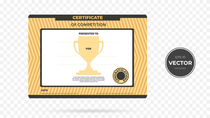 A modern certificate template featuring a trophy design and congratulatory elements.