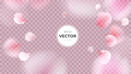 Soft pink petals floating on a transparent background, perfect for elegant designs.
