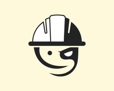 Construction Worker Emblem, Graphic Design, Industrial Environment, Vector Art, Creative Perspective, Strong Identity