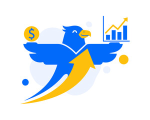 Obraz premium Eagle with Graph and Dollar Symbol in Modern Graphic Design