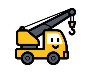 Naklejka premium Construction Event, Crane Vehicle, Urban Setting, Illustration, Industrial Environment, Close-Up View, Playful Concept