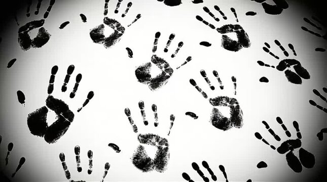 black and white handprint crime background