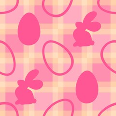 Fototapeta premium Easter eggs seamless rabbits pattern for fabrics and linens and kids clothes print and spring party accessories