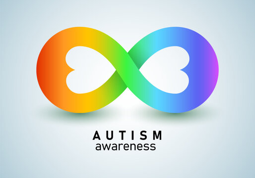 World autism awareness day symbol vector illustration. Rainbow infinity symbol