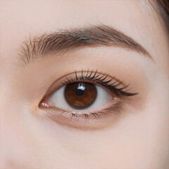 Obraz premium art deco, close-up of a young woman's dark brown, mascara'd eye