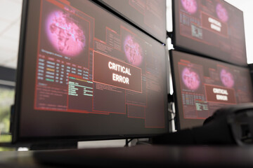 Computer workstation displays operating system error message, indicating critical system or file...