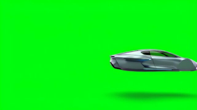 Futuristic Autonomous Flying Car on Green Screen - 3D Render of Next-Generation Transportation Technology Concept