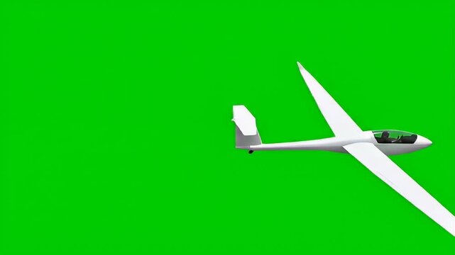 Isolated White Geometric Arrow Tip or Paper Airplane Element on Green Screen Background for Compositing