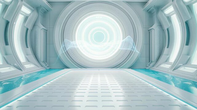 Futuristic Portal Room: Step into a mesmerizing futuristic room, where sleek lines and a central portal create an atmosphere of technological marvel and innovation.