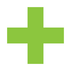 Obraz premium Green Plus Icon. Green Cross Sign, Plus Symbol Medical Logo Icon.