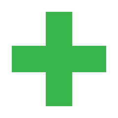 Obraz premium Green Plus Icon. Green Cross Sign, Plus Symbol Medical Logo Icon.