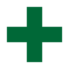 Obraz premium Green Plus Icon. Green Cross Sign, Plus Symbol Medical Logo Icon.