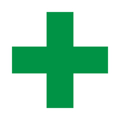 Obraz premium Green Plus Icon. Green Cross Sign, Plus Symbol Medical Logo Icon.