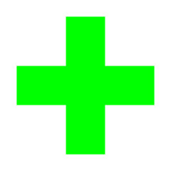 Obraz premium Green Plus Icon. Green Cross Sign, Plus Symbol Medical Logo Icon.