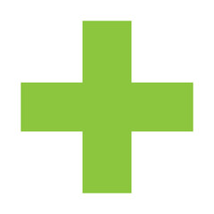 Obraz premium Green Plus Icon. Green Cross Sign, Plus Symbol Medical Logo Icon.
