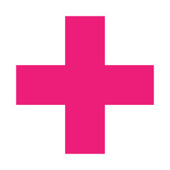 Fototapeta premium Pink Plus Icon. Pink Cross Sign, Plus Symbol Medical Logo Icon.