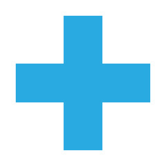 Obraz premium Blue Plus Icon. Blue Cross Sign, Plus Symbol Medical Logo Icon.