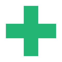 Obraz premium Green Plus Icon. Green Cross Sign, Plus Symbol Medical Logo Icon.
