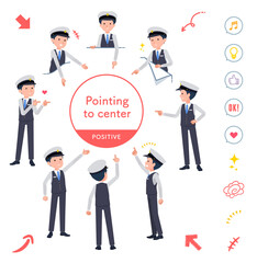 色々な方向を指差す運転手男性のセット