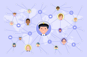 ソーシャルメディアで情報を発信している運転手男性のセット