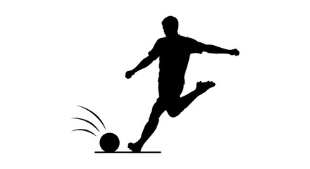 Obraz premium Man Kicking Soccer Ball Silhouette Action.