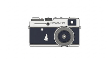 A minimalist vector illustration of a camera on a white background
