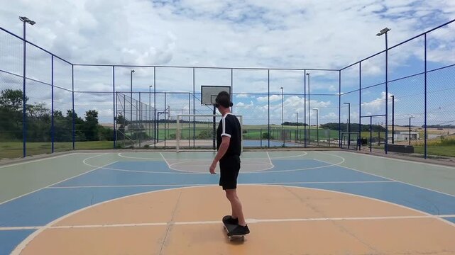 homem anda de skate ao ar livre 