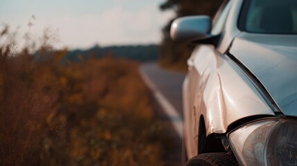 White car with a smashed front end