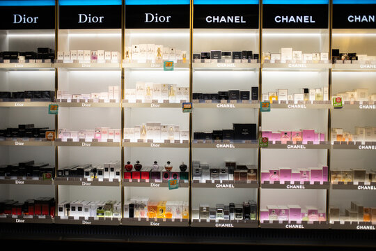 CATANIA, SICILY, ITALY - JUNE 2025: chanel  dior  victoria's secret on display in a shop