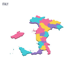 Obraz premium Italy political map of administrative divisions - regions. Colorful isometric blank vector map.