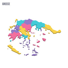 Obraz premium Greece political map of administrative divisions - decentralized administrations and autonomous monastic state of Mount Athos. Colorful isometric blank vector map.