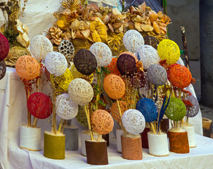 Decorative colorful interior decor crafts inside modern room