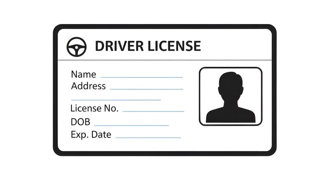 Driver license template with silhouette of person